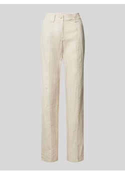 Spodnie lniane z szeroką nogawką z przeszytym kantem ze sklepu Peek&Cloppenburg  w kategorii Spodnie damskie - zdjęcie 173032279