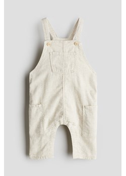 H & M - Spodnie ogrodniczki z domieszką lnu - Beżowy ze sklepu H&M w kategorii Odzież dla niemowląt - zdjęcie 173032666
