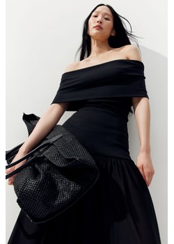 H & M - Prążkowany top z odkrytymi ramionami - Czarny ze sklepu H&M w kategorii Bluzki damskie - zdjęcie 173032695