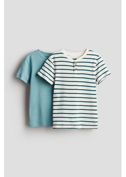 H & M - T-shirt henley 2-pak - Turkusowy ze sklepu H&M w kategorii T-shirty chłopięce - zdjęcie 173032727