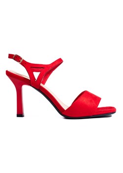 Czerwone damskie sandały na szpilce Sergio Leone ze sklepu ButyModne.pl w kategorii Sandały damskie - zdjęcie 173032899