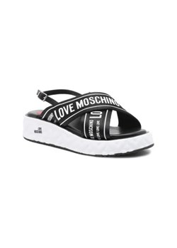 Love Moschino Skórzane klapki NASTROLOGO ze sklepu Gomez Fashion Store w kategorii Klapki damskie - zdjęcie 173076665