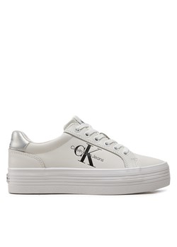 Sneakersy Calvin Klein Jeans Vulc Flatform Laceup Lth YW0YW01474 Biały ze sklepu eobuwie.pl w kategorii Trampki damskie - zdjęcie 173116108