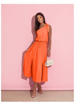 Sukienka midi na jedno ramię GISELLE - orange ze sklepu magmac.pl w kategorii Sukienki - zdjęcie 173116498
