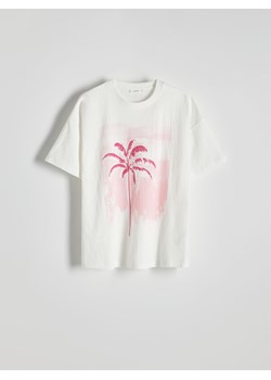 Reserved - T-shirt oversize z nadrukiem - biały ze sklepu Reserved w kategorii Bluzki damskie - zdjęcie 173117097