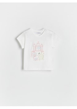 Reserved - Bawełniany t-shirt z aplikacją - złamana biel ze sklepu Reserved w kategorii Koszulki niemowlęce - zdjęcie 173117247