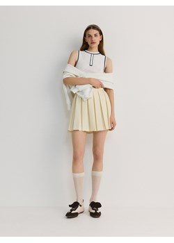 Reserved - Dzianinowy top z wiskozą - złamana biel ze sklepu Reserved w kategorii Bluzki damskie - zdjęcie 173117417
