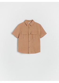 Reserved - Koszula z lnem - brązowy ze sklepu Reserved w kategorii Odzież dla niemowląt - zdjęcie 173117438