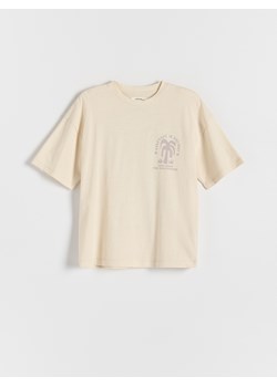 Reserved - T-shirt z lnem - złamana biel ze sklepu Reserved w kategorii T-shirty chłopięce - zdjęcie 173117485