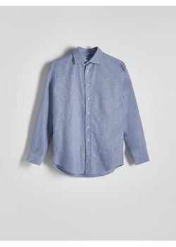 Reserved - Koszula slim fit z domieszką lnu - jasnoniebieski ze sklepu Reserved w kategorii Koszule męskie - zdjęcie 173117587