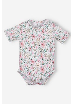 Body niemowlęce PINK FLOWERS z krótkim rękawem w kwiaty ze sklepu 5.10.15 w kategorii Body niemowlęce - zdjęcie 173118416