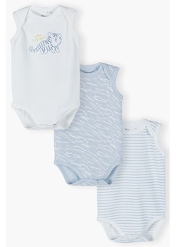 Zestaw trzech bawełnianych biało-niebieskich body dla niemowlaka ze sklepu 5.10.15 w kategorii Body niemowlęce - zdjęcie 173118417