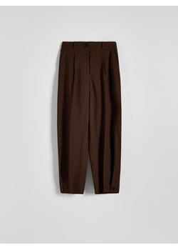 Reserved - Spodnie z lyocellem i lnem - brązowy ze sklepu Reserved w kategorii Spodnie damskie - zdjęcie 173118888