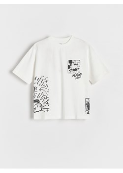 Reserved - T-shirt oversize Mickey Mouse - złamana biel ze sklepu Reserved w kategorii T-shirty chłopięce - zdjęcie 173120905