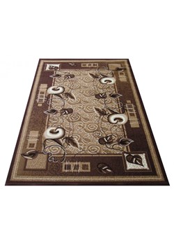 Brązowy prostokątny dywan w listki - Pixo ze sklepu Edinos.pl w kategorii Dywany - zdjęcie 173121285