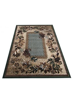Brązowo-zielony prostokątny dywan w kwiaty - Biter ze sklepu Edinos.pl w kategorii Dywany - zdjęcie 173121465