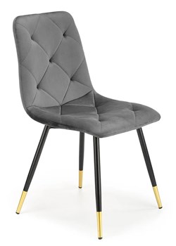 Szare tapicerowane welurem krzesło pikowane - Vimo ze sklepu Edinos.pl w kategorii Krzesła - zdjęcie 173121996