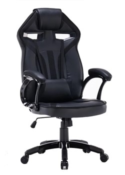 Czarny nowoczesny fotel gamingowy - Dexero ze sklepu Edinos.pl w kategorii Krzesła biurowe - zdjęcie 173122275