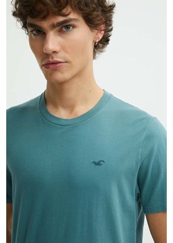 Hollister Co. t-shirt bawełniany męski kolor turkusowy gładki ze sklepu ANSWEAR.com w kategorii T-shirty męskie - zdjęcie 173123405