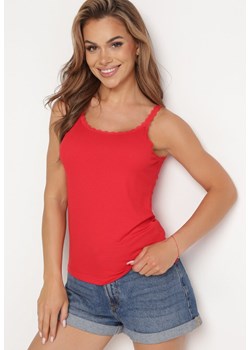 Czerwony Ażurowy Top na Ramiączkach z Bawełny Eroolia ze sklepu Born2be Odzież w kategorii Bluzki damskie - zdjęcie 173123736