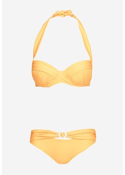 Pomarańczowe 2-Częściowe Bikini Stanik Zapinany na Szyi Majtki z Ozdobną Aplikacją Peviana ze sklepu Born2be Odzież w kategorii Stroje kąpielowe - zdjęcie 173123938