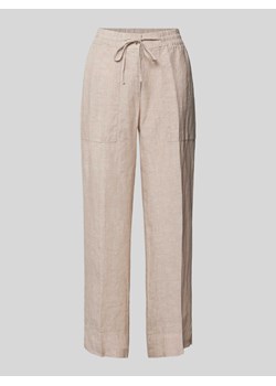 Spodnie lniane rozkloszowane z tunelem model ‘Madeka’ ze sklepu Peek&Cloppenburg  w kategorii Spodnie damskie - zdjęcie 173124205