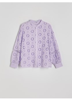 Reserved - Koszula w ażurowy wzór - lawendowy ze sklepu Reserved w kategorii Bluzki damskie - zdjęcie 173126817