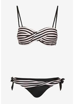 Czarno-Białe Bikini 2-Częściowe Biustonosz z Usztywnieniem Majtki Figi z Wiązaniem Joadia ze sklepu Renee odzież w kategorii Stroje kąpielowe - zdjęcie 173127789