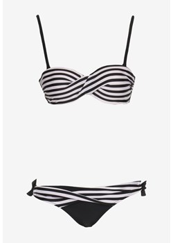 Biało-Czarne  Bikini 2-Częściowe Biustonosz z Usztywnieniem Majtki Figi z Wiązaniem Joadia ze sklepu Renee odzież w kategorii Stroje kąpielowe - zdjęcie 173127797