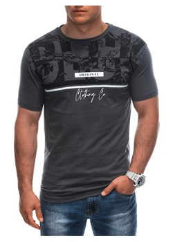 T-shirt męski z nadrukiem 1943S - grafitowy ze sklepu Edoti w kategorii T-shirty męskie - zdjęcie 173127986