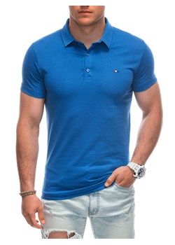 Koszulka męska Polo bez nadruku 1940S - niebieska ze sklepu Edoti w kategorii T-shirty męskie - zdjęcie 173127989