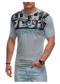 T-shirt męski z nadrukiem 1943S - szary ze sklepu Edoti w kategorii T-shirty męskie - zdjęcie 173127999
