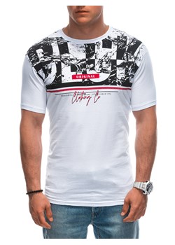 T-shirt męski z nadrukiem 1943S - biały ze sklepu Edoti w kategorii T-shirty męskie - zdjęcie 173128007