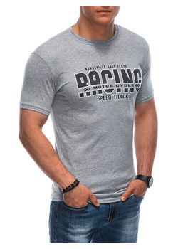 T-shirt męski z nadrukiem 1942S - szary ze sklepu Edoti w kategorii T-shirty męskie - zdjęcie 173128019