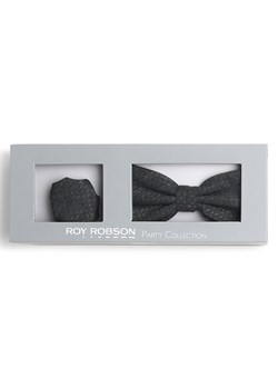 Roy Robson Męska muszka i chustka do nosa Mężczyźni Regular Fit Wełna khaki wypukły wzór tkaniny ze sklepu vangraaf w kategorii Muchy - zdjęcie 173128825