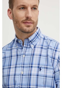 Polo Ralph Lauren koszula męska kolor niebieski regular z kołnierzykiem button-down 710944617 ze sklepu ANSWEAR.com w kategorii Koszule męskie - zdjęcie 173132975