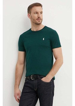 Polo Ralph Lauren t-shirt bawełniany męski kolor zielony gładki 710671438 ze sklepu ANSWEAR.com w kategorii T-shirty męskie - zdjęcie 173133189
