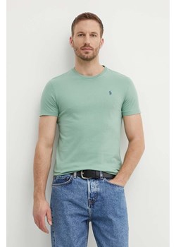 Polo Ralph Lauren t-shirt bawełniany męski kolor zielony gładki 710671438 ze sklepu ANSWEAR.com w kategorii T-shirty męskie - zdjęcie 173133199