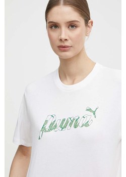 Puma t-shirt bawełniany damski kolor biały 680432 ze sklepu ANSWEAR.com w kategorii Bluzki damskie - zdjęcie 173133565