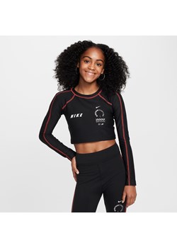 Dziewczęca krótka koszulka z długim rękawem Nike Sportswear - Czerń ze sklepu Nike poland w kategorii Bluzki damskie - zdjęcie 173134645