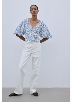 H & M - Bluzka z domieszką lnu - Biały ze sklepu H&M w kategorii Bluzki damskie - zdjęcie 173134819