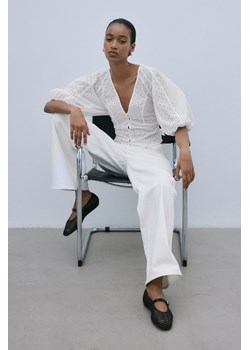 H & M - Bluzka z haftem angielskim - Biały ze sklepu H&M w kategorii Bluzki damskie - zdjęcie 173134857