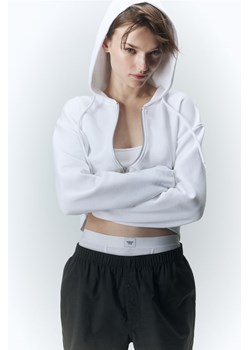 H & M - Krótka rozpinana bluza z kapturem - Biały ze sklepu H&M w kategorii Bluzy damskie - zdjęcie 173134868
