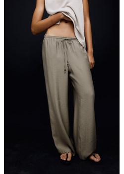 H & M - Szerokie spodnie bez zapięcia - Brązowy ze sklepu H&M w kategorii Spodnie damskie - zdjęcie 173134975