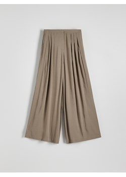 Reserved - Szerokie spodnie z wiskozy - brązowy ze sklepu Reserved w kategorii Spodnie damskie - zdjęcie 173139627