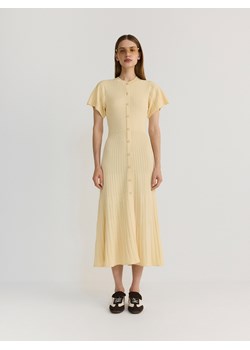 Reserved - Dzianinowa sukienka maxi z wiskozą - jasnożółty ze sklepu Reserved w kategorii Sukienki - zdjęcie 173140059