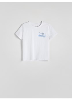Reserved - T-shirt z nadrukiem - biały ze sklepu Reserved w kategorii Bluzki damskie - zdjęcie 173140266