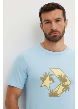 Converse t-shirt bawełniany kolor niebieski z nadrukiem 10026417-A03 ze sklepu ANSWEAR.com w kategorii T-shirty męskie - zdjęcie 173140947