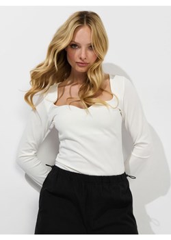 Sinsay - Koszulka z długimi rękawami - kremowy ze sklepu Sinsay w kategorii Bluzki damskie - zdjęcie 173141546