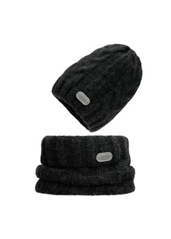 Komplet Czapka + Komin W Kolorze Czarnym ze sklepu Wojas w kategorii Komplety czapka i szalik damskie - zdjęcie 173146765